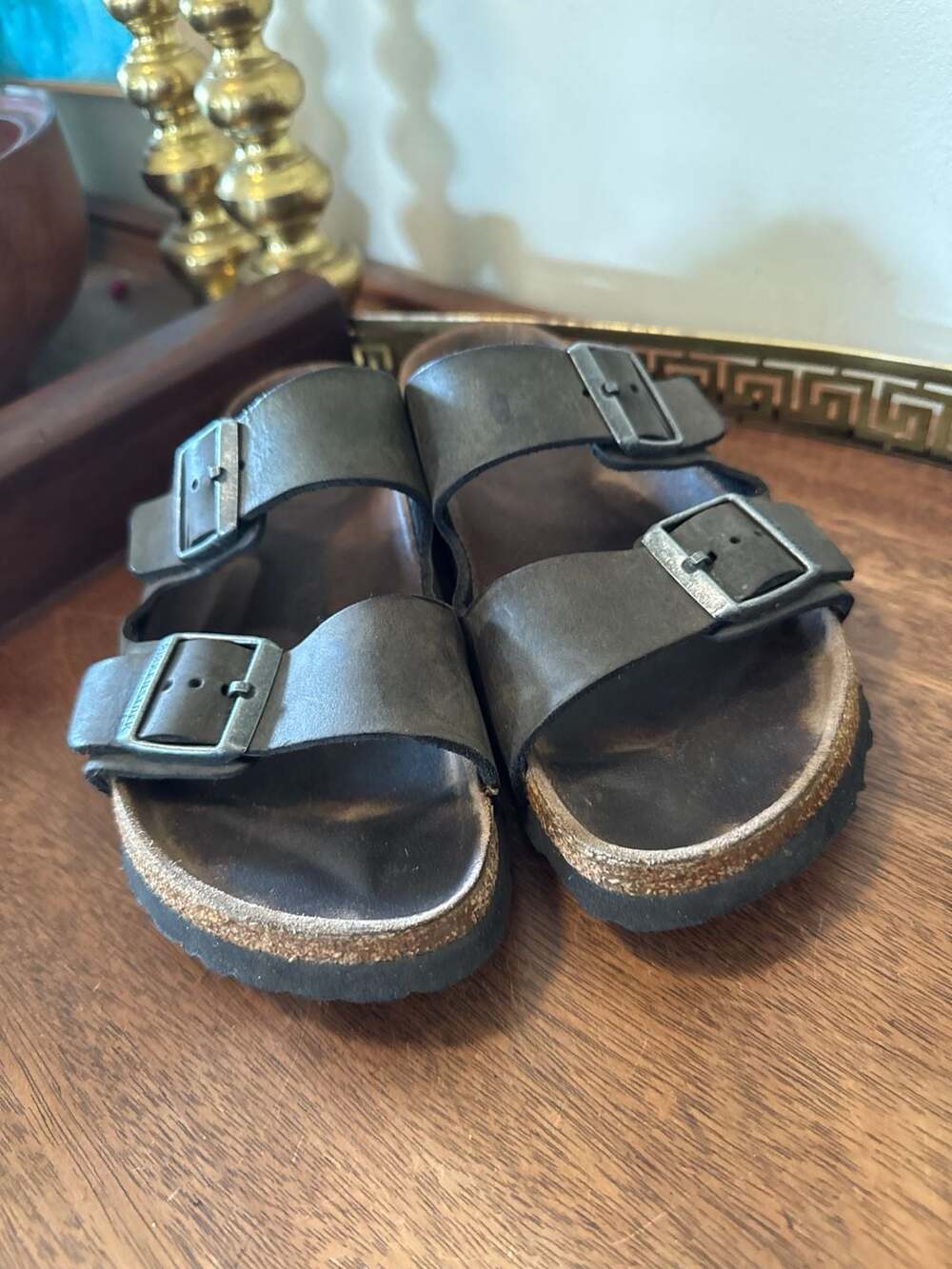 Birkenstock Arizona Oiled Leather Sandals in Iron  39